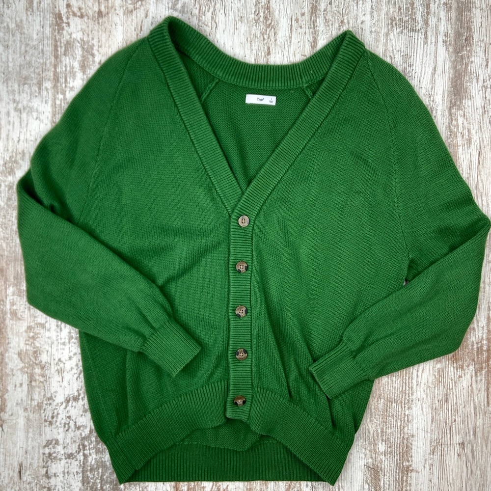 Aritzia TNA Barry Cardigan green oversized‎ 1 small